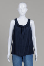Load image into Gallery viewer, Michael Michael Kors Navy Sleeveless Top w/ Braided Neck Detail (8)
