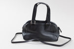 Load image into Gallery viewer, PRESTON &amp; YORK black leather mini bowler shoulder handbag
