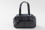 Load image into Gallery viewer, PRESTON &amp; YORK black leather mini bowler shoulder handbag
