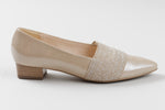 Load image into Gallery viewer, PETER KAISER cream beige patent leather loafer w/ metallic elastic strap (3)
