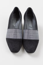 Load image into Gallery viewer, PETER KAISER black suede loafer with glencheck elastic strap (3)
