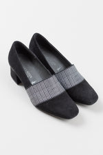 Load image into Gallery viewer, PETER KAISER black suede loafer with glencheck elastic strap (3)
