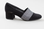 Load image into Gallery viewer, PETER KAISER black suede loafer with glencheck elastic strap (3)
