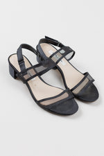 Load image into Gallery viewer, NINA New York black suede sandal w/ mesh strap (5)
