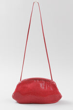 Load image into Gallery viewer, Whiting and Davis International Vintage red chainmail crossbody frame bag.
