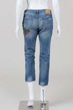 Load image into Gallery viewer, Ralph Lauren Upcycled Medium Wash Jeans w/ Patches (27)

