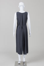 Load image into Gallery viewer, Eileen Fisher charcoal sleeveless shift dress midi dress w/ tie belt (XS)
