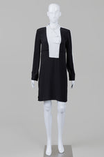 Load image into Gallery viewer, BCBGMaxAzria Black Long Sleeve Dress w/ White Contrast (XS)
