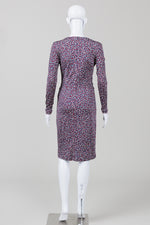 Load image into Gallery viewer, Tory Burch Navy/Burgundy Print Long Sleeve Draped Front Dress (S)

