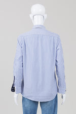 Load image into Gallery viewer, Saint James Blue Striped Shirt w/ Embroidered Crest (8)
