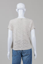 Load image into Gallery viewer, Eileen Fisher oatmeal short sleeve v-neck jacquard sweater (PM)
