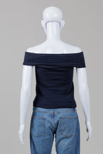Load image into Gallery viewer, Armani Collezioni Navy Off Shoulder Knit Top (4)
