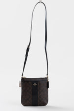 Load image into Gallery viewer, Coach dark Brown with black accents leather crossbody mini messanger bag *new with tags

