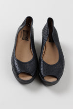 Load image into Gallery viewer, Mainas Black slip on wedge open toe sandal *like new (37)
