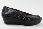 Load image into Gallery viewer, Mainas Black slip on wedge open toe sandal *like new (37)
