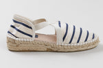 Load image into Gallery viewer, St. James white and blue canvas close toe espradarilles (38) (small detail to glue)
