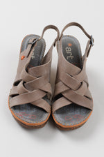 Load image into Gallery viewer, Art taupe faux wood heeled sandal with side straps (37)
