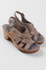 Load image into Gallery viewer, Art taupe faux wood heeled sandal with side straps (37)
