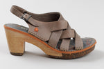 Load image into Gallery viewer, Art taupe faux wood heeled sandal with side straps (37)
