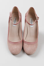 Load image into Gallery viewer, L.K. Bennett Dusty Rose suede &amp; patent leather Mary Jane heels (37)
