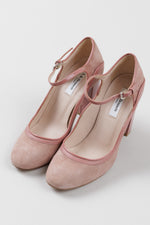 Load image into Gallery viewer, L.K. Bennett Dusty Rose suede &amp; patent leather Mary Jane heels (37)
