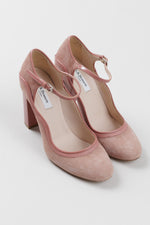 Load image into Gallery viewer, L.K. Bennett Dusty Rose suede &amp; patent leather Mary Jane heels (37)
