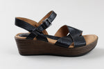 Load image into Gallery viewer, B.O.C. Black and Tan Wedge Sandal with ankle strap (7)

