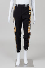 Load image into Gallery viewer, Rinascimento Black w/ Gold Scarf Print Inserts Joggers (S) *New w/ tags
