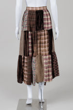 Load image into Gallery viewer, Upcycled Brown Print Patchwork Peasant Skirt
