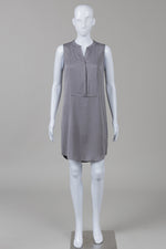 Load image into Gallery viewer, Theory Grey Satin Sleeveless Dress w/ Bib Front (4)
