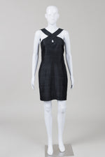 Load image into Gallery viewer, Coba-Reece Black Silk Shantung Sleeveless Cross-back Dress (8)
