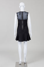 Load image into Gallery viewer, Sandro Black Sleeveless Dress w/ Ruffle Hem &amp; Leather Trim (1)

