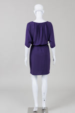 Load image into Gallery viewer, Trina Turk Purple Short Sleeve Belted Dress w/ Gathered Neck
