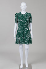 Load image into Gallery viewer, Reformation Green/White Floral Puff Sleeve Dress (8)
