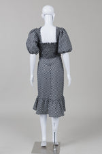Load image into Gallery viewer, Ganni Black Gingham Seersucker Smocked Short Sleeve Dress (38)
