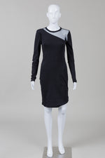 Load image into Gallery viewer, Diesel Black Long Sleeve Jersey Assymetrical Bodice Dress w/ Elbow Cut-outs (S)
