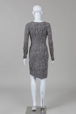 Load image into Gallery viewer, Halston Taupe/Black Snake Print Long Sleeve Draped Dress (2)
