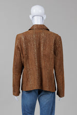 Load image into Gallery viewer, Guillaume Vintage Brown Animal Print Suede Zip Jacket (1X)
