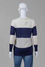 Load image into Gallery viewer, Theory Royal/Ivory Striped Sweater (P)
