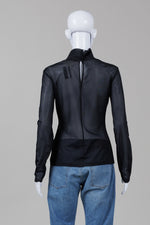 Load image into Gallery viewer, Viktoria &amp; Woods Black Semi Sheer Jersey Mock Neck (2)
