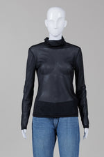 Load image into Gallery viewer, Viktoria &amp; Woods Black Semi Sheer Jersey Mock Neck (2)
