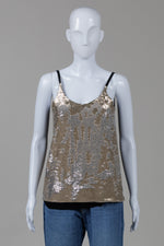 Load image into Gallery viewer, Maje Black Camisole w/ Silver Sequin Front (1)
