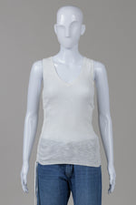 Load image into Gallery viewer, AllSaints Cream Rib V-neck Tank w/ Side Ruching (XS)
