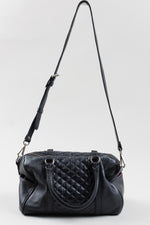 Load image into Gallery viewer, ROOTS Canada black quilted leather shoulder bag w/ optional crossbody strap
