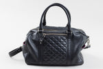 Load image into Gallery viewer, ROOTS Canada black quilted leather shoulder bag w/ optional crossbody strap
