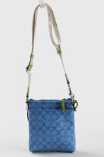 Load image into Gallery viewer, COACH sky blue and lime green leather sling bag w/ adjustable strap
