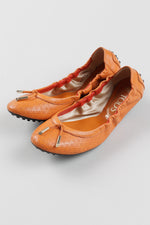 Load image into Gallery viewer, TOD’S orange leather elasticized flats, (36.5)
