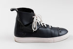 Load image into Gallery viewer, SAVIOBARBATO Men’s black leather laser cut high top sneakers, (43M)
