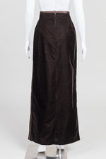 Load image into Gallery viewer, Escada Couture Brown Velvet Maxi Skirt w/ Satin Trim (40)
