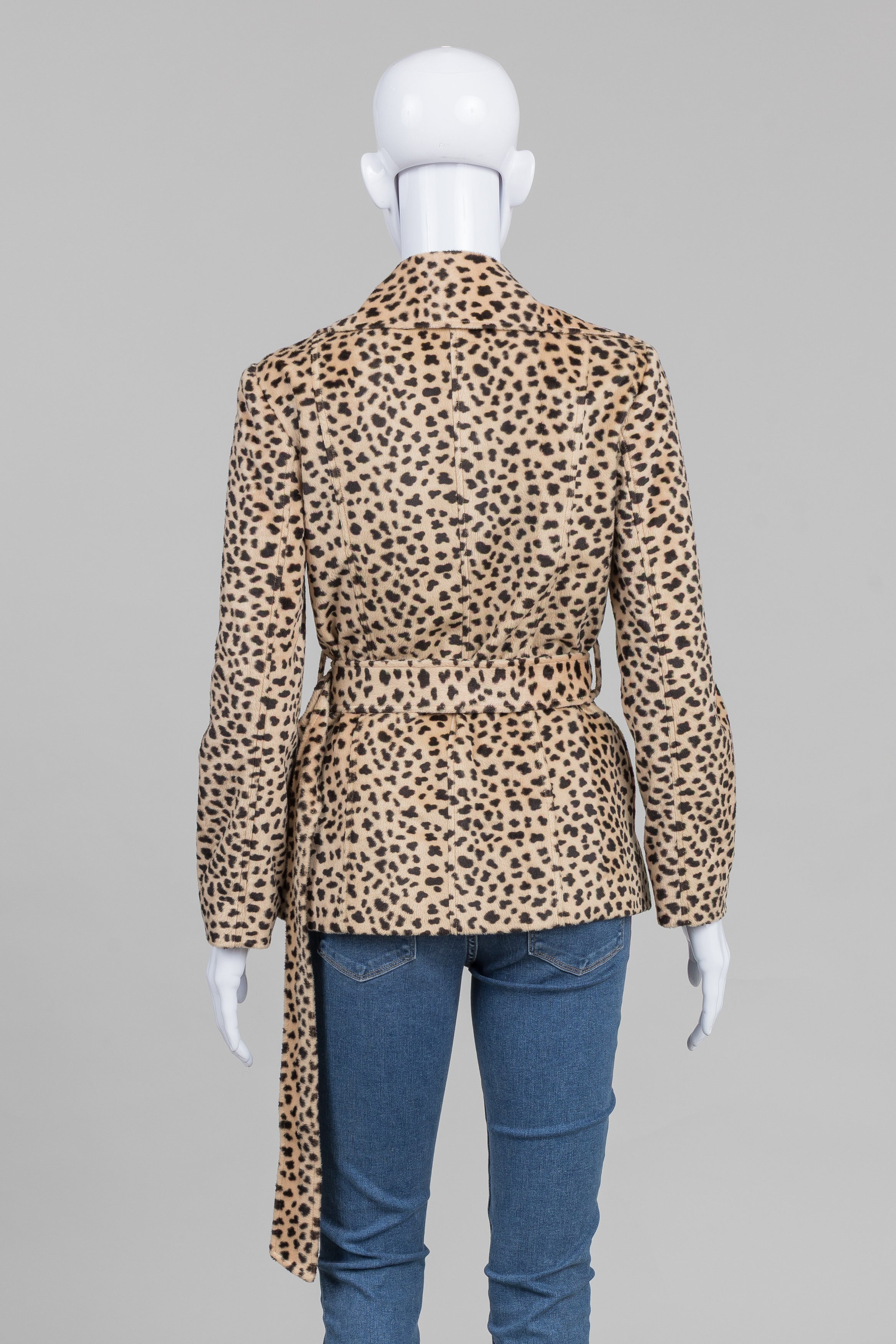 Azirino Vintage Leopard Faux Fur Jacket
